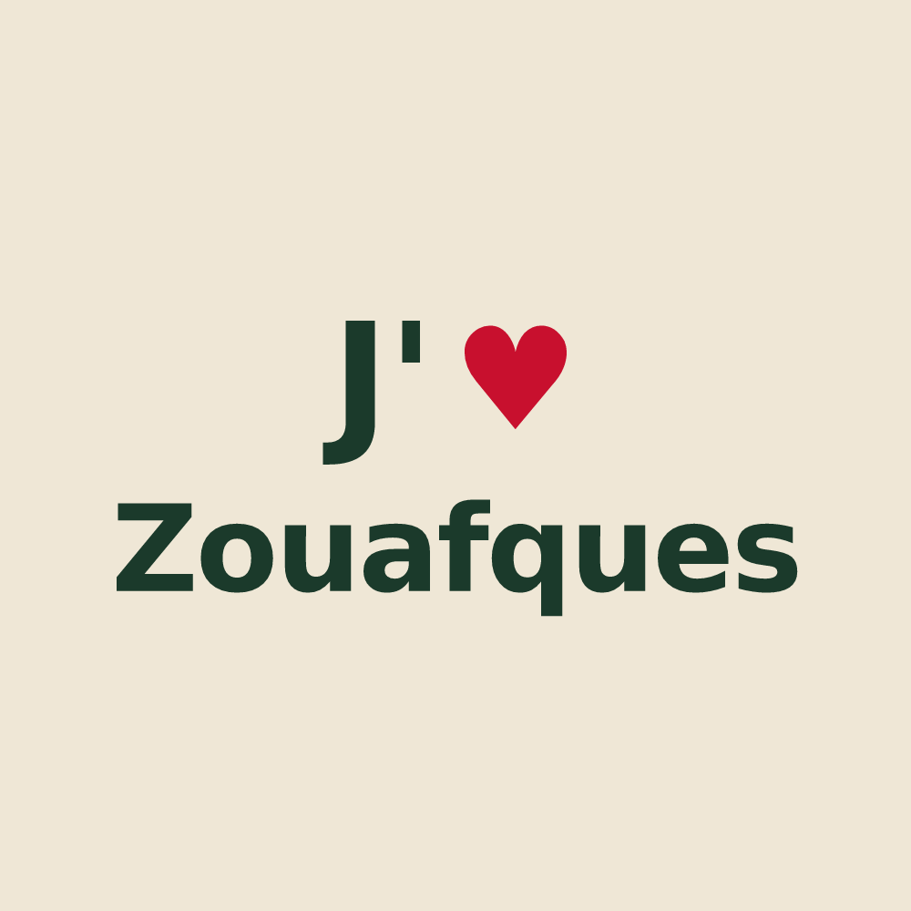Tote bag personnalisé Zouafques — design J'aime Zouafques